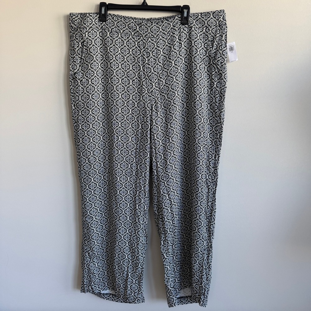 Old Navy Playa High Rise Wide Leg Palazzo Pants Black White Medallion XXL NWT